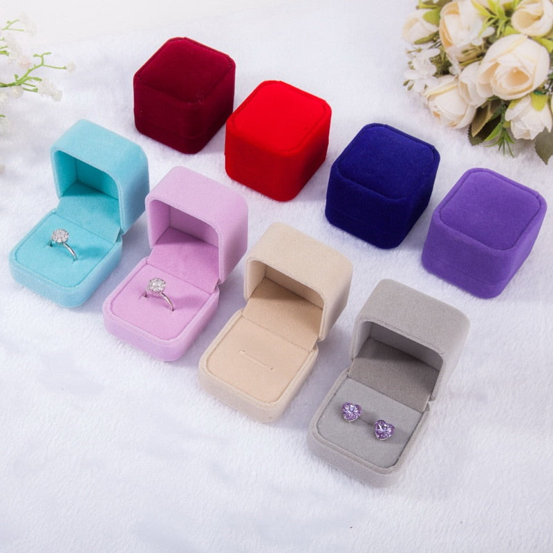 Flannel velvet jewellery ring box