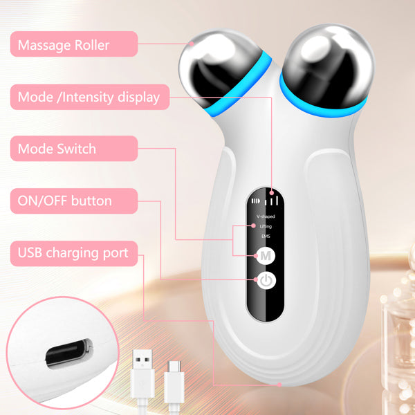EMS facial massager Micro Current Face Lift Tool (V-face roller)