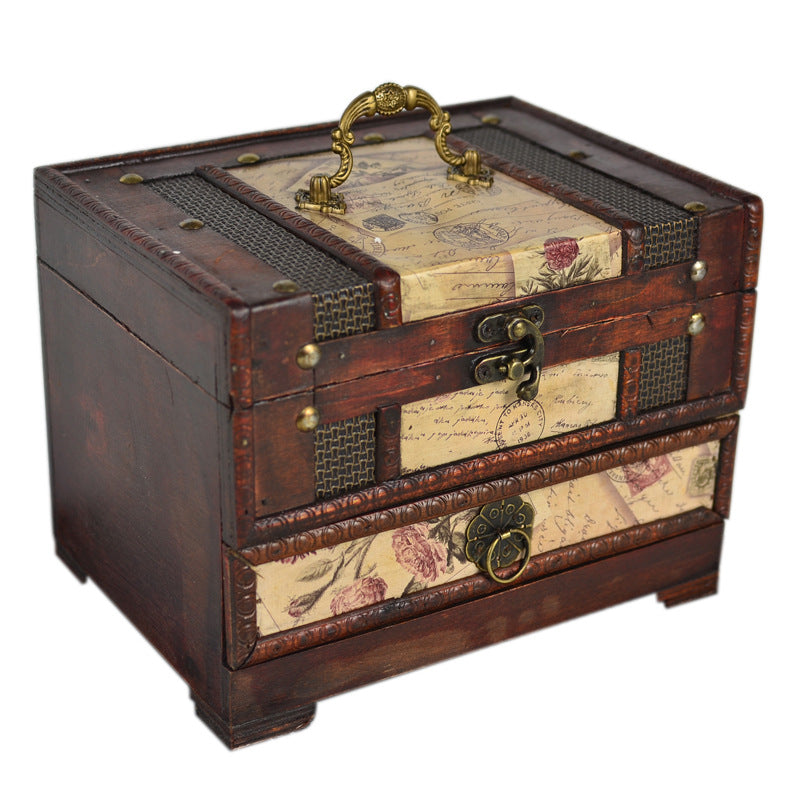 Antique vintage Wooden Jewellery Dressing table Box With Mirror